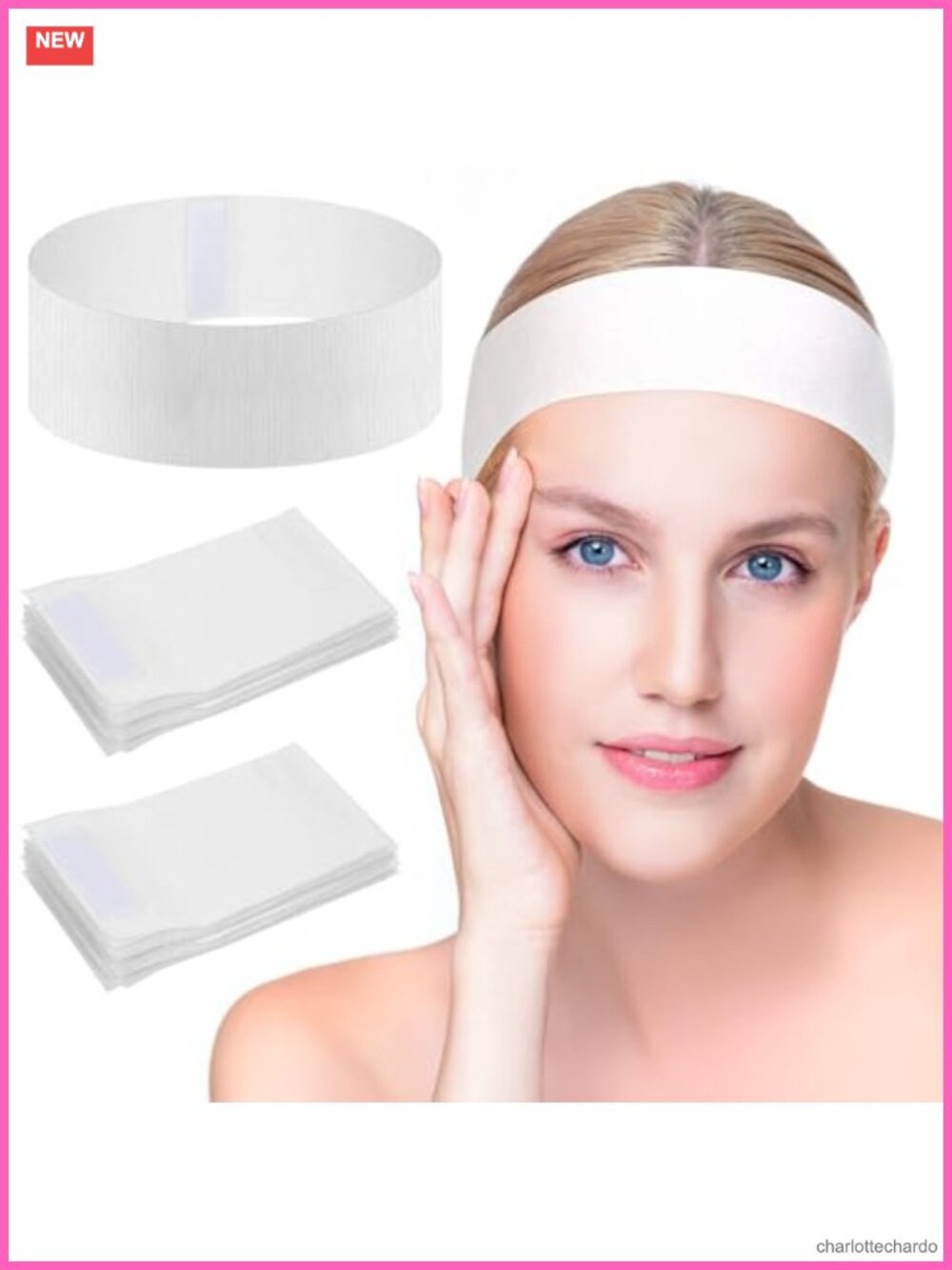 40 Pack Disposable Elastic Non-Woven Spa Headbands for Skincare & Facials